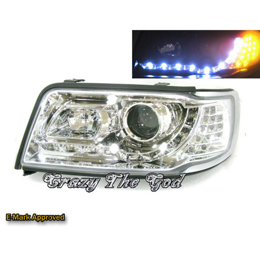 CrazyTheGod 100 C4 Fourth generation 1991-1994 Sedan/Wagon 4D/5D Projector R8Look Headlight Headlamp Chrome for AUDI LHD