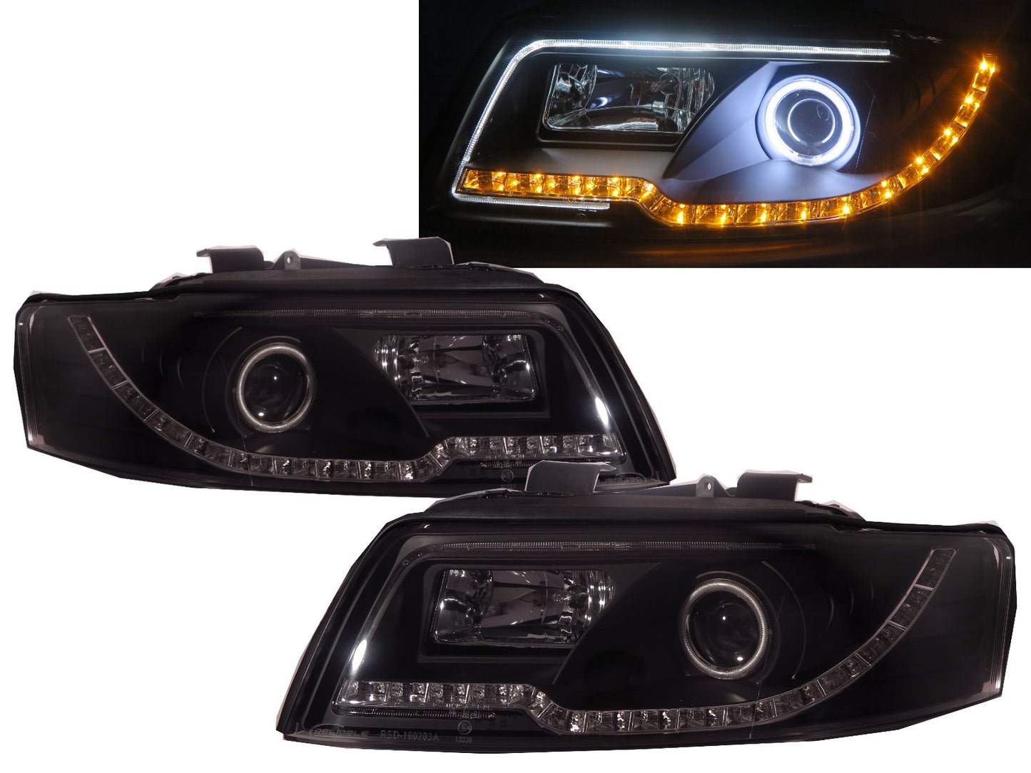 CrazyTheGod A4 A4/S4 B6 8E 2001-2005 4D/5D CCFL Projector R8Look Headlight Headlamp Black for AUDI LHD