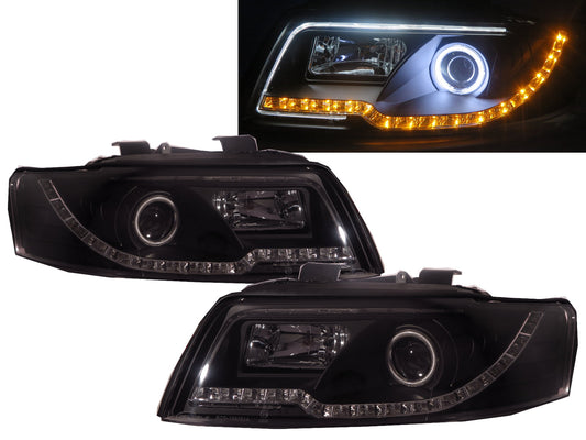 CrazyTheGod A4 A4/S4 B6 8E 2001-2005 4D/5D CCFL Projector R8Look Headlight Headlamp Black for AUDI LHD
