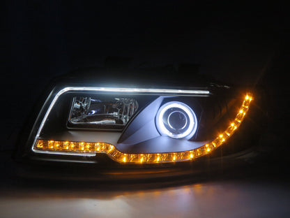 CrazyTheGod A4 A4/S4 B6 8E 2001-2005 4D/5D CCFL Projector R8Look Headlight Headlamp Black for AUDI RHD