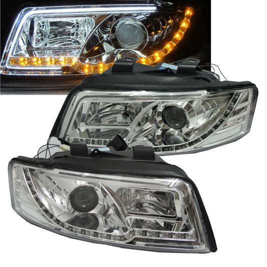 CrazyTheGod A4 A4/S4 B6 8E 2001-2005 Sedan/Wagon 4D/5D Projector R8Look Headlight Headlamp Chrome for AUDI LHD