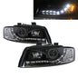 CrazyTheGod A4 A4/S4 B6 8E 2001-2005 Sedan/Wagon 4D/5D Projector R8Look ไฟหน้าสีดำสำหรับ AUDI RHD