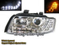 CrazyTheGod A4 A4/S4 B6 8E 2001-2005 Wagon/Sedan 4D/5D Projector R8Look Headlight Headlamp Chrome for AUDI LHD