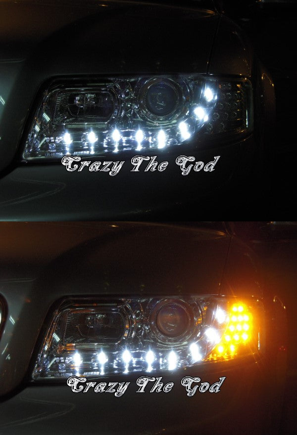 CrazyTheGod A4 A4/S4 B6 8E 2001-2005 Wagon/Sedan 4D/5D Projector R8Look Headlight Headlamp Chrome for AUDI LHD