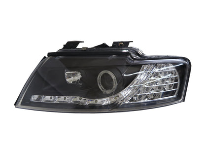 CrazyTheGod A4S4 A4/S4 B6 8H 2002-2005 Convertible 2D Guide LED Angel-Eye Projector Headlight Headlamp Black for AUDI RHD