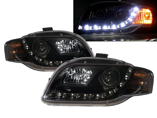 CrazyTheGod A4S4RS4 A4/S4/RS4 B7 8E/8H Third generation 2005-2009 Sedan/Wagon/Convertible 2D/4D/5D Projector LED R8Look Headlight Headlamp Black V2 for AUDI LHD