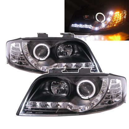 CrazyTheGod A6 A6/S6 C5 4B Second generation 2002-2004 Facelift Sedan/Wagon 4D/5D Angel-Eye Projector Headlight Headlamp Black for AUDI LHD