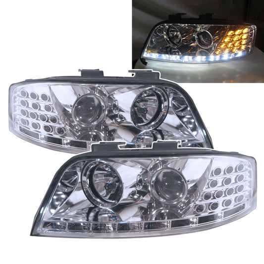 CrazyTheGod A6 A6/S6 C5 4B Second generation 2002-2004 Facelift Sedan/Wagon 4D/5D Projector R8Look Headlight Headlamp Chrome for AUDI LHD