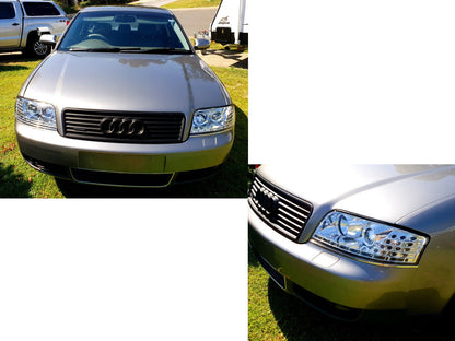 CrazyTheGod A6/S6 C5 4B 1997-2001 PRE-FACELIFT Sedan/Wagon 4D/5D Projector R8Look W/O Motor Headlight Headlamp Chrome for AUDI LHD