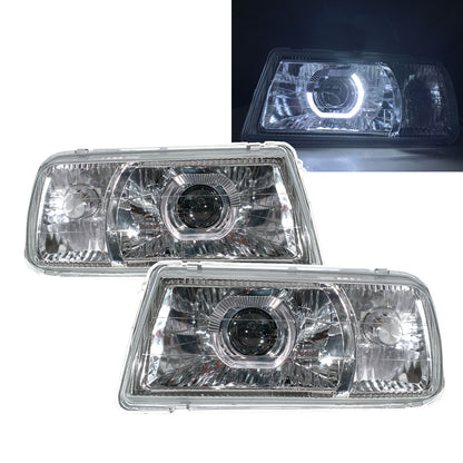 CrazyTheGod Sunrunner ไฟหน้าโปรเจคเตอร์ LED Angel-Eye แบบ 3D/5D Guide รุ่นแรกสำหรับ SUV ปี 1988-1998 สีโครเมียม V3 สำหรับ Asuna LHD