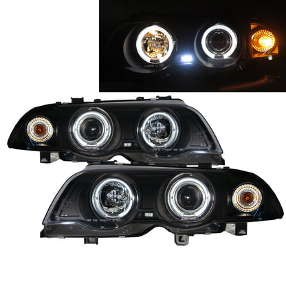 ไฟหน้าโปรเจคเตอร์ Angel-Eye 4D ของ CrazyTheGod 3-Series E46 รุ่นที่สี่ ปี 1998-2002 Sedan 1998-2002 สีดำ V2 สำหรับ BMW LHD