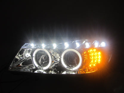 CrazyTheGod 3-Series E90/E91 2005-2008 Pre-Facelift Sedan/Wagon 4D/5D LED Halo Projector Headlight Headlamp Chrome for BMW RHD