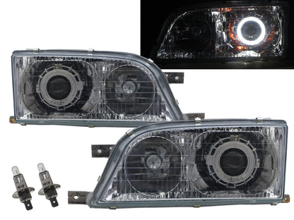 CrazyTheGod MB100/MB140 631/661 1999-2004 Minibus/VAN 4D Guide LED Angel-Eye Projector Headlight Headlamp Chrome for Mercedes-Benz LHD