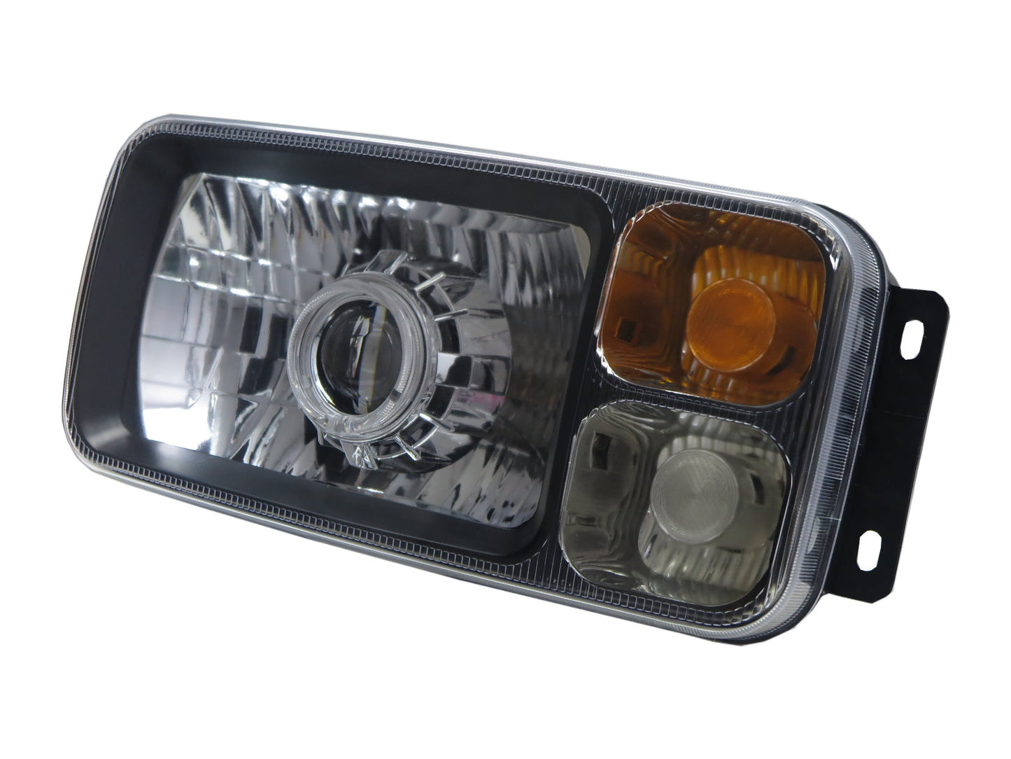 CrazyTheGod TRUCK-NG NG90 ไฟหน้ารถบรรทุกโปรเจคเตอร์ LED Angel-Eye แบบ 2D Guide สีดำสำหรับ Mercedes-Benz LHD