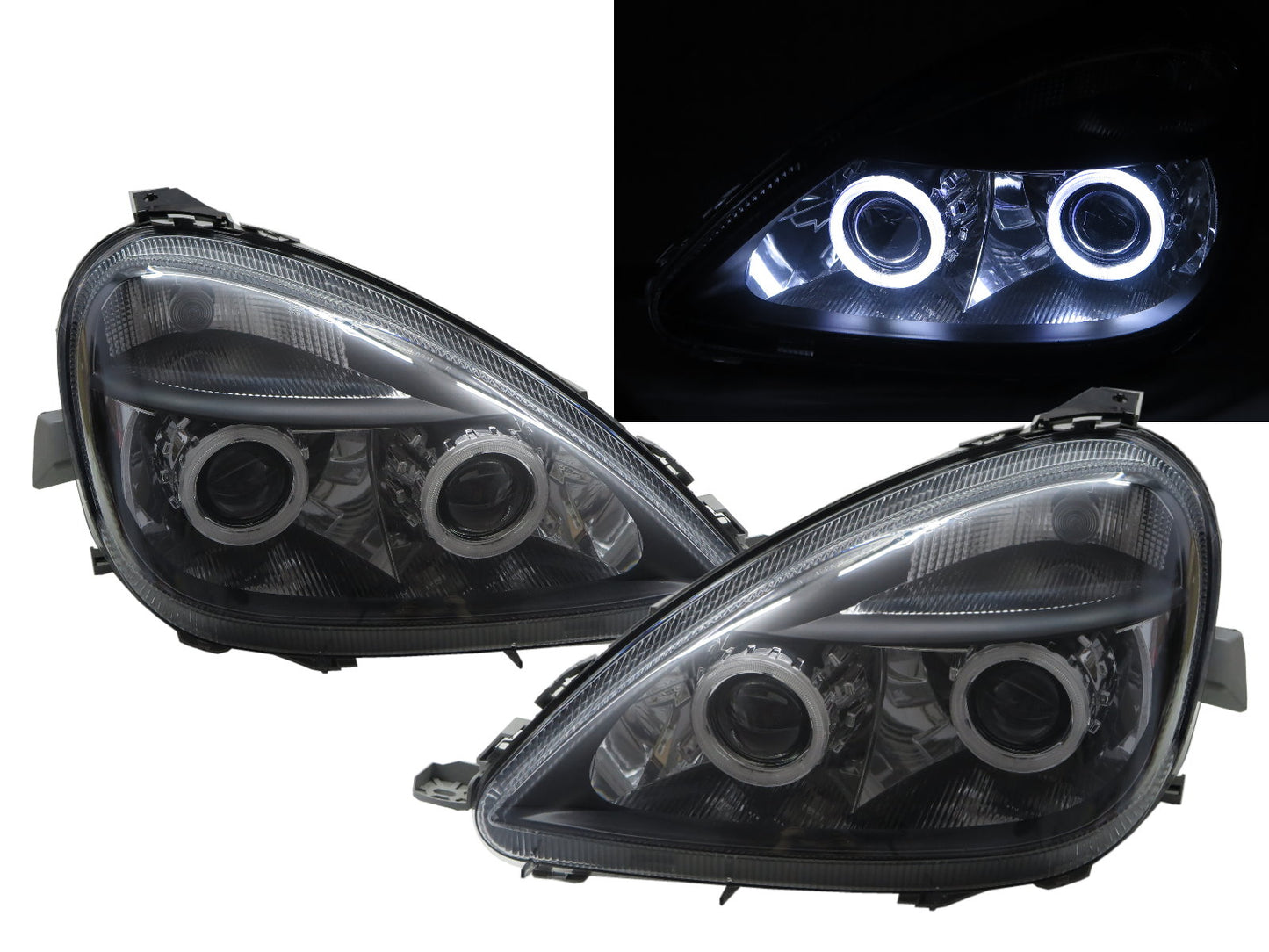 CrazyTheGod A-CLASS W168 First generation 2001-2004 Hatchback 5D CCFL Projector Headlight Headlamp Black for Mercedes-Benz LHD