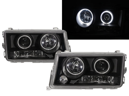 CrazyTheGod C-CLASS W201 190D 190E 1982-1993 Sedan 4D CCFL Projector Headlight Headlamp Black for Mercedes-Benz RHD