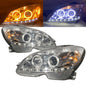 CrazyTheGod C-CLASS W204 2008-2011 Pre-Facelift Sedan 4D Guide LED Angel-Eye Headlights Chrome for Mercedes-Benz RHD