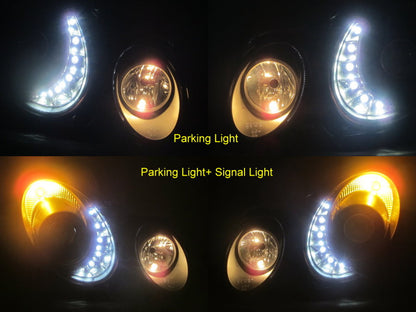 CrazyTheGod E-CLASS W211 2007-2008 Facelift Sedan/Wagon 4D/5D Projector LED R8Look Headlight Headlamp Black for Mercedes-Benz RHD