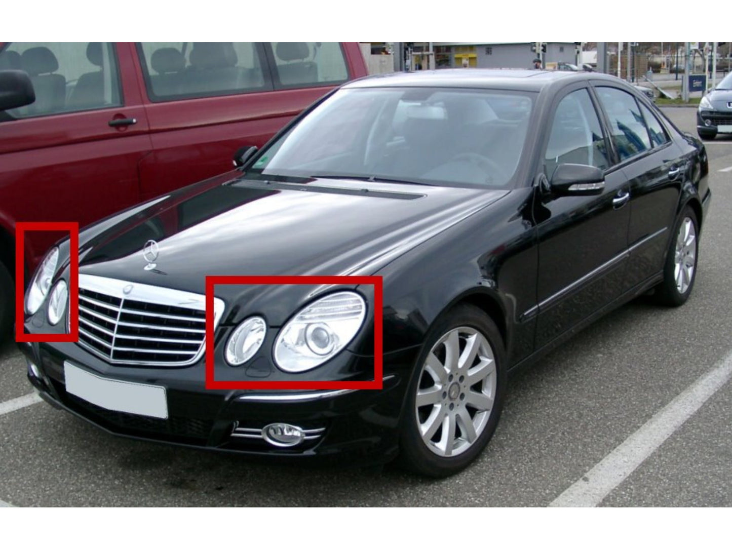 CrazyTheGod E-CLASS W211 2007-2008 Facelift Sedan/Wagon 4D/5D Projector LED R8Look Headlight Headlamp Black for Mercedes-Benz RHD