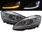 CrazyTheGod S-CLASS W221 Fifth generation 2006-2009 Pre-Facelift Sedan 4D LED Bar Projector Headlight Headlamp Chrome for Mercedes-Benz LHD