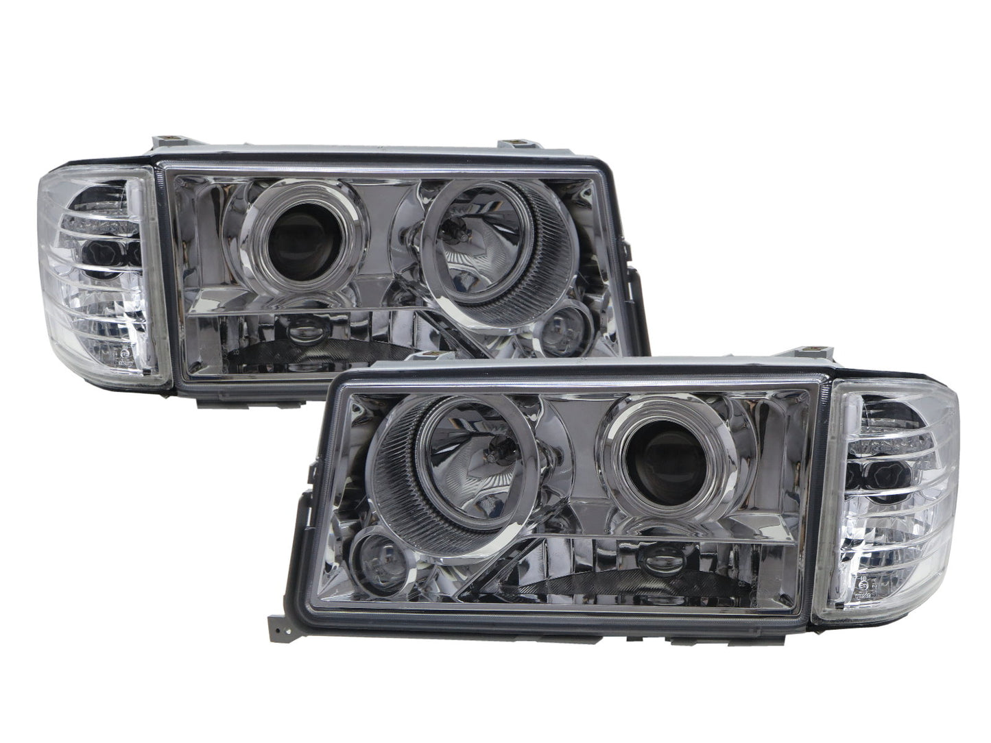 CrazyTheGod C-CLASS W201 190D 190E 1982-1993 Sedan 4D Projector W/ Corner Lamp Headlight Headlamp Chrome for Mercedes-Benz LHD