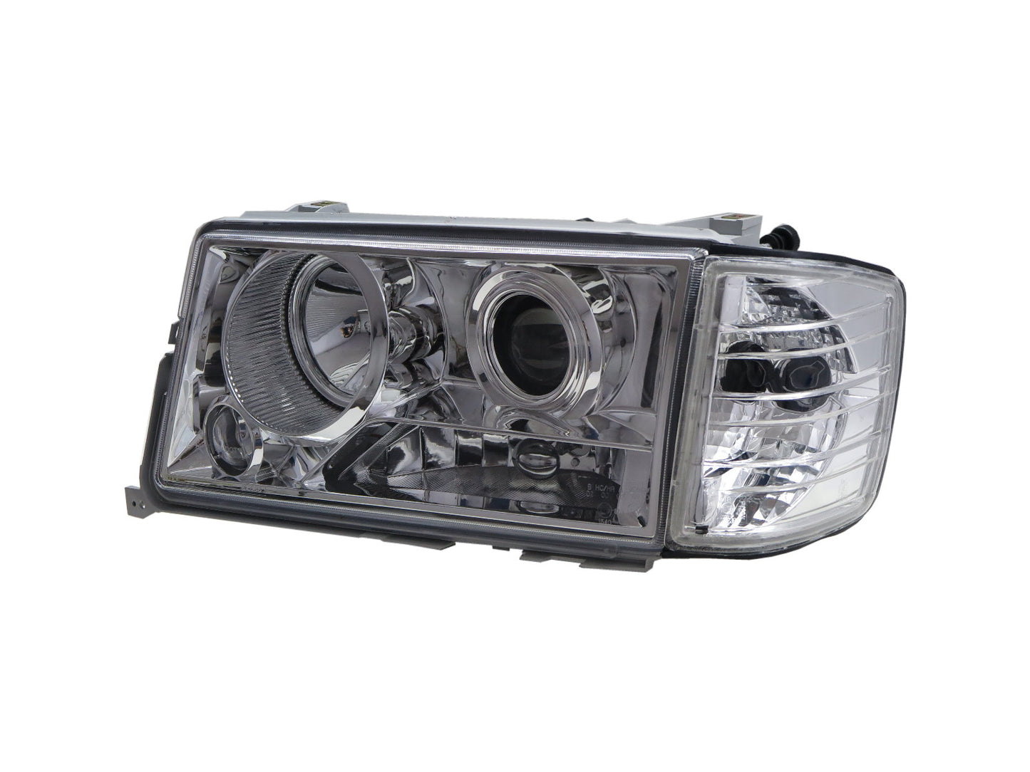 CrazyTheGod C-CLASS W201 190D 190E 1982-1993 Sedan 4D Projector W/ Corner Lamp Headlight Headlamp Chrome for Mercedes-Benz LHD