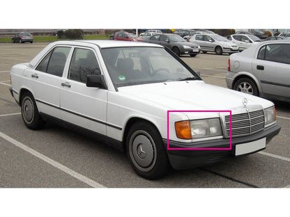 CrazyTheGod C-CLASS W201 190D 190E 1982-1993 Sedan 4D Projector W/ Corner Lamp Headlight Headlamp Chrome for Mercedes-Benz LHD