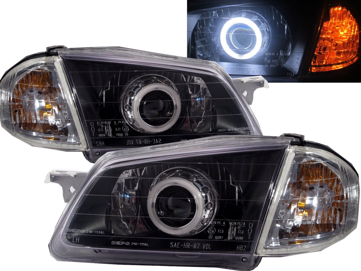 CrazyTheGod Tierra BJ ไฟหน้าแบบ HID Bi-Projector CCFL 4D/5D รุ่นปี 1998-2000 ก่อนปรับโฉม ซีดาน/สเตชันแวกอน สีดำ V1 สำหรับ FORD RHD