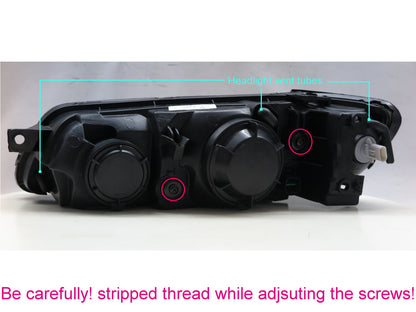 CrazyTheGod Satellite A1 รถกระบะ Pre-Facelift รุ่นปี 1997-2004 รุ่นโปรเจ็กเตอร์ LED Angel-Eye แบบ 2D Guide พร้อมไฟมุม ไฟหน้า สีดำ สำหรับ HYUNDAI RHD