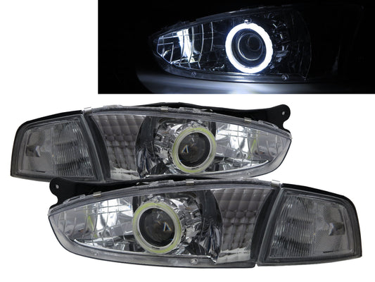 CrazyTheGod COLT 1995-2002 Hatchback 3D CCFL Projector Headlight Headlamp Chrome Europe for MITSUBISHI RHD