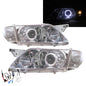 CrazyTheGod PREMACY ไฟหน้า LED Angel-Eye Projector HID สำหรับ MAZDA LHD รุ่นแรก ปี 2002-2004 Wagon 5D Guide สีโครเมียม