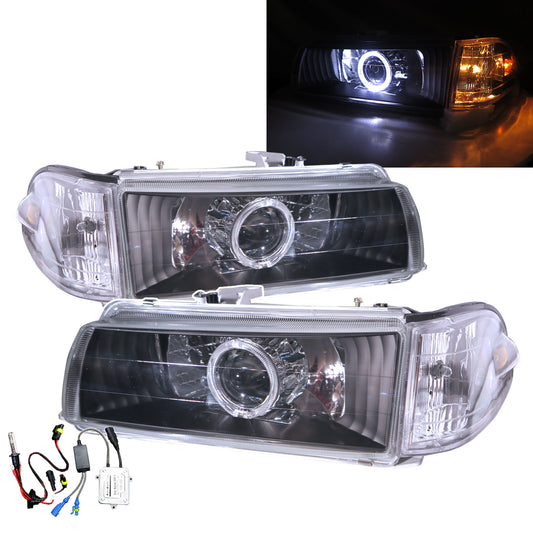 CrazyTheGod Corolla E90 Sixth generation 1988-1992 Sedan/Wagon 4D/5D Guide LED Angel-Eye HID W/ Corner Lamp Headlight Headlamp Black for TOYOTA LHD