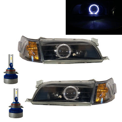 CrazyTheGod Corolla E100 Seventh generation 1993-1997 Wagon/Sedan 4D/5D Guide LED Angel-Eye Projector Headlight Headlamp Black JAPAN for TOYOTA LHD
