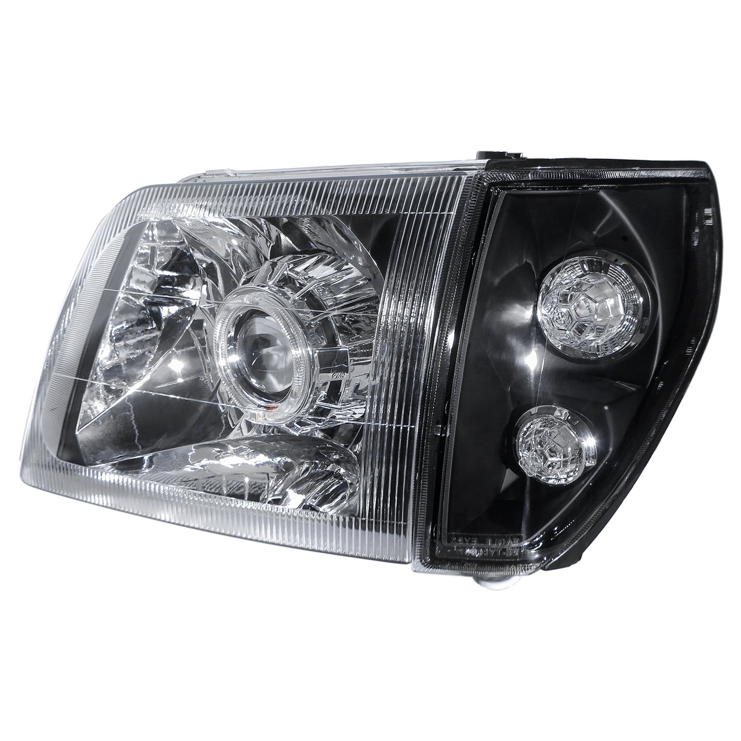 CrazyTheGod LAND CRUISER PRADO FJ90 ไฟหน้าแบบโปรเจคเตอร์ LED Angel-Eye สำหรับรถ SUV 2D/4D Guide เจเนอเรชั่นที่ 2 ปี 1996-2003 สีดำแบบฮาโลเจนสำหรับรถ TOYOTA LHD