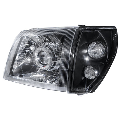 CrazyTheGod LAND CRUISER PRADO FJ90 ไฟหน้าแบบโปรเจคเตอร์ LED Angel-Eye สำหรับรถ SUV 2D/4D Guide เจเนอเรชั่นที่ 2 ปี 1996-2003 สีดำแบบฮาโลเจนสำหรับรถ TOYOTA LHD