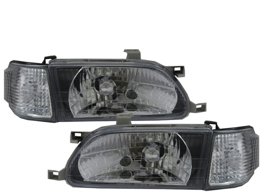 CrazyTheGod TERCEL L50 Fifth generation 1995-1999 PRE-FACELIFT Sedan 4D Clear Headlight Headlamp Black for TOYOTA LHD