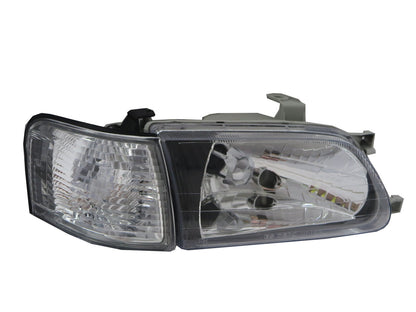 CrazyTheGod TERCEL L50 Fifth generation 1995-1999 PRE-FACELIFT Sedan 4D Clear Headlight Headlamp Black for TOYOTA LHD