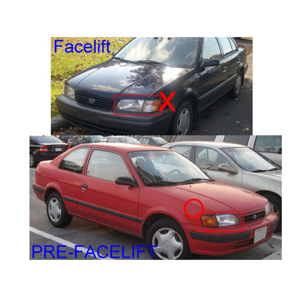 CrazyTheGod TERCEL L50 Fifth generation 1995-1999 Pre-Facelift Sedan 4D Guide LED Halo Projector Headlight Headlamp Chrome US for TOYOTA RHD