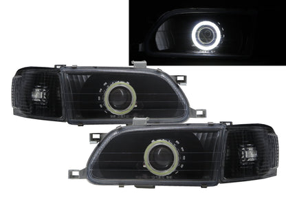 CrazyTheGod TERCEL L50 Fifth generation 1995-1999 PRE-FACELIFT Sedan 4D COB Bi-Projector Headlight Headlamp Black for TOYOTA RHD