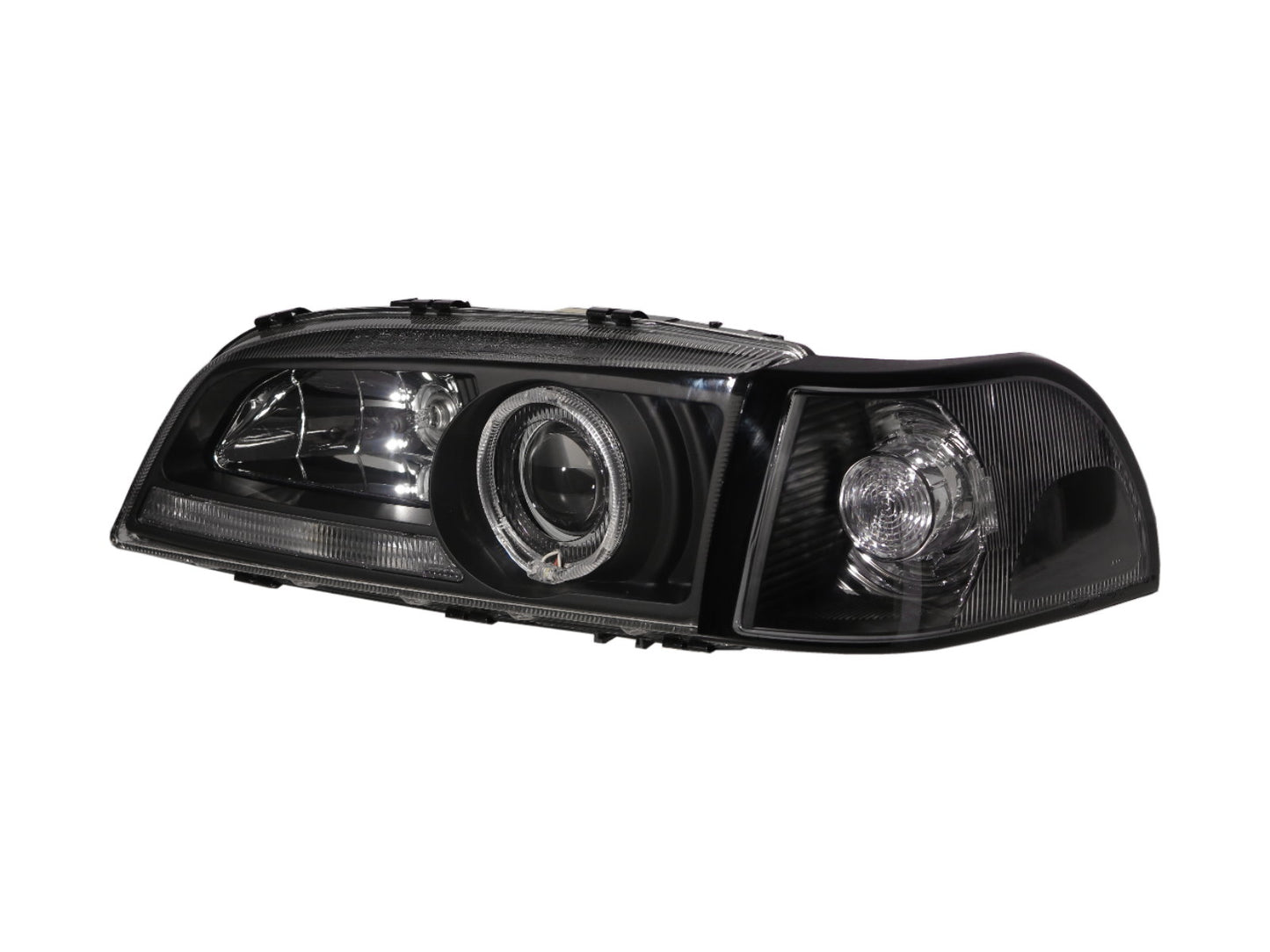 CrazyTheGod S70 1996-2000 Sedan 4D Guide LED Angel-Eye Projector W/ Corner Lamp Headlight Headlamp Black for VOLVO RHD