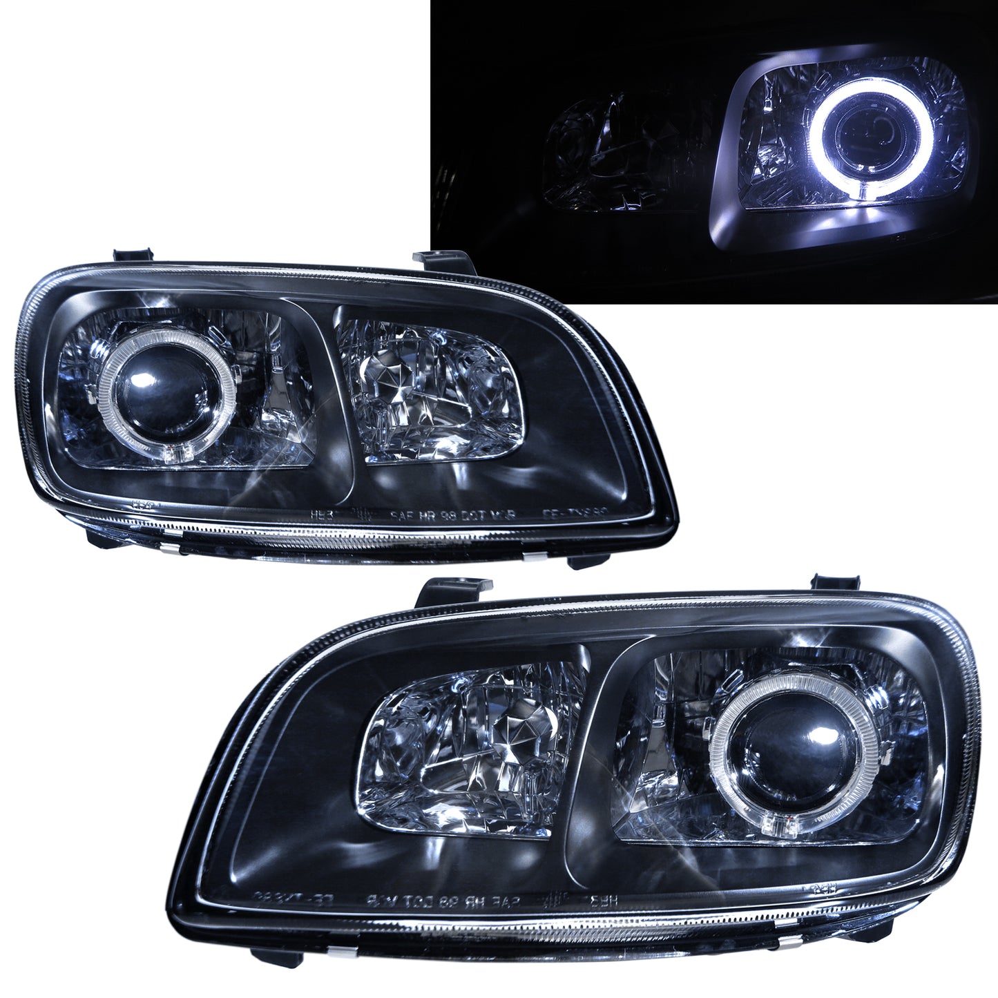 CrazyTheGod Mirada 2004-2007 RV Guide LED Angle-Eye Projector Headlight Headlamp Black for Coachmen LHD