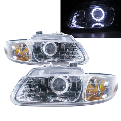 CrazyTheGod Town&Country 1996-1999 Minivan 3D/4D Guide LED Angel-Eye Projector Headlight Headlamp Chrome for CHRYSLER RHD