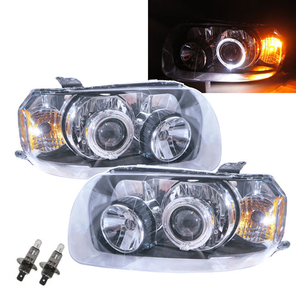 CrazyTheGod ESCAPE First generation 2005-2007 SUV 5D Guide LED Angel-Eye Projector Halogen Headlight Headlamp Black US for FORD LHD