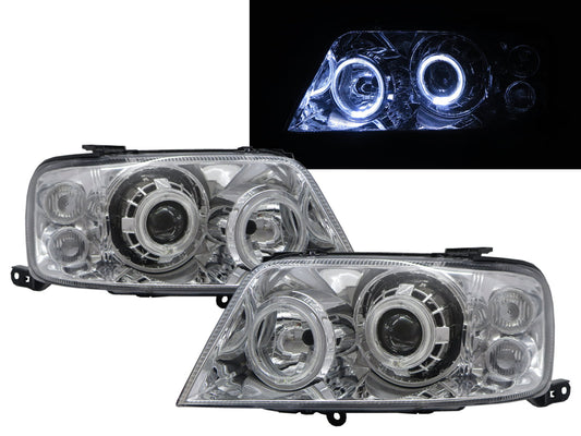 CrazyTheGod ESCAPE First generation 2004-2007 FACELIFT SUV 5D Guide LED Angel-Eye Projector Headlight Headlamp Chrome for FORD LHD