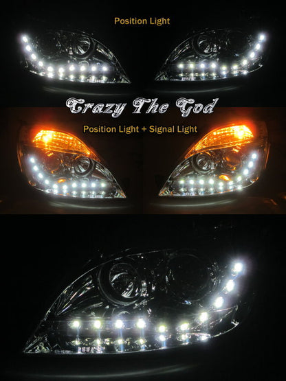 CrazyTheGod Fiesta Fifth generation 2002-2005 Pre-Facelift Sedan/Hatchback 3D/4D/5D Projector R8Look Headlight Headlamp Chrome for FORD LHD