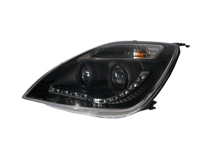 CrazyTheGod Fiesta Fifth generation 2002-2005 Pre-Facelift Sedan/Hatchback 3D/4D/5D Projector R8Look Headlight Headlamp Black for FORD RHD