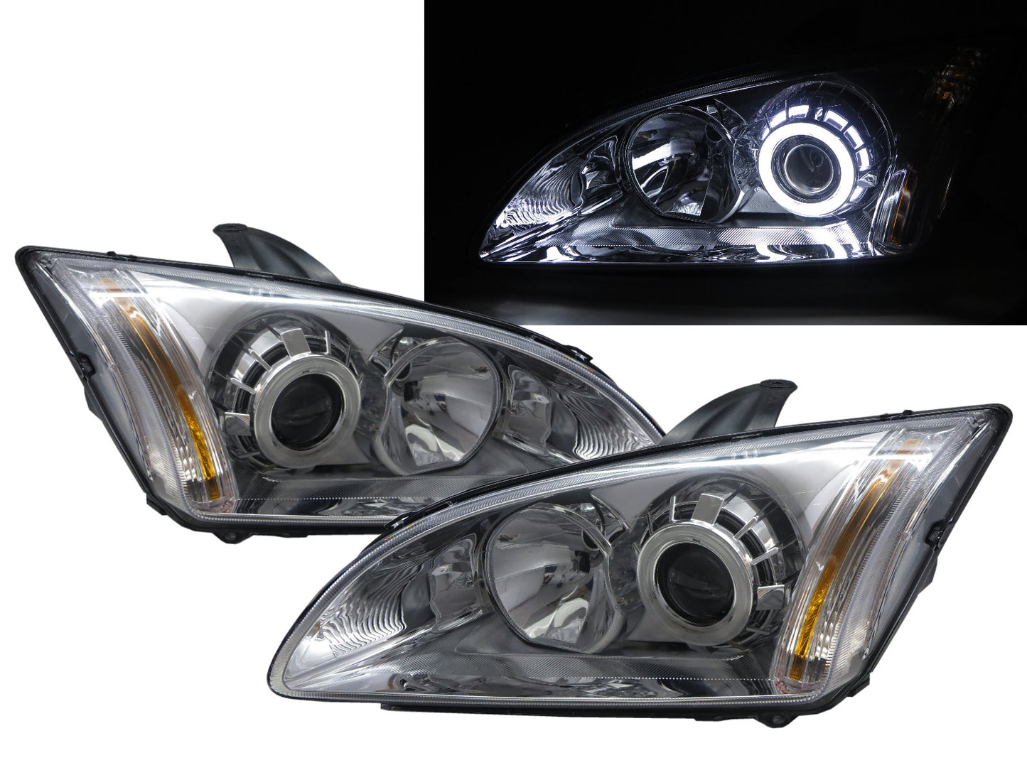 CrazyTheGod FOCUS Second generation 2005-2008 Sedan/Hatchback/Wagon 3D/4D/5D CCFL Projector Headlight Headlamp Chrome EUROPE for FORD RHD