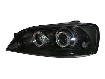 CrazyTheGod LASER KN/KQ 2000-2005 Sedan 4D Guide LED Halo Dual Projector Headlight Đèn pha màu đen Đài Loan cho FORD LHD