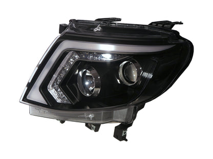 CrazyTheGod Ranger T6 2012-2015 Pickup 2D LED Bar Projector Headlight Headlamp Black for FORD RHD