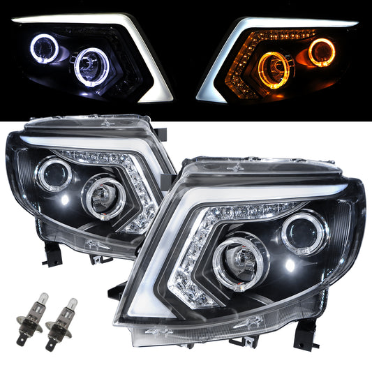 CrazyTheGod Ranger T6 thế hệ đầu tiên 2012-2015 Pre-Facelift Pickup 2D/4D Guide LED Angel-Eye Projector Halogen Headlight Đèn pha Halogen Màu đen cho FORD RHD